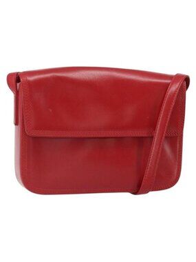 Authentic LOEWE Shoulder Bag Leather Red Gold
